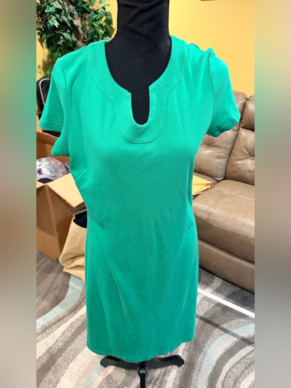 Talbots Emerald Green Short Sleeve Dress Top